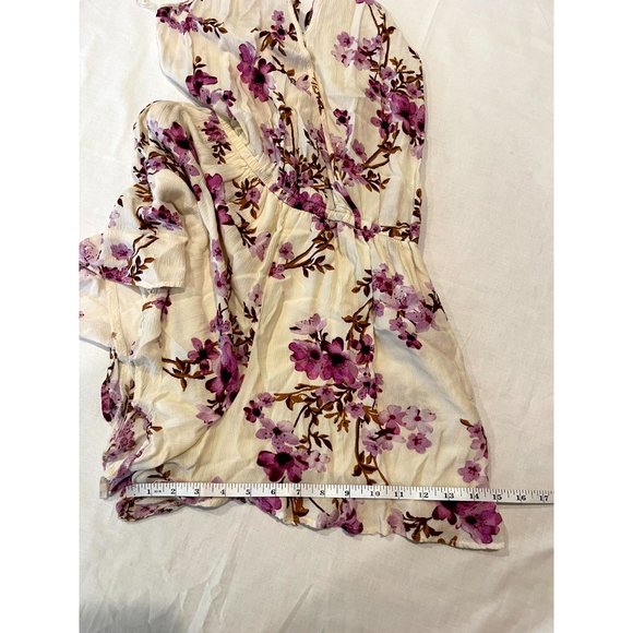 American Eagle Women Halter Neck Romper Floral Cherry Blossom Key Hole Pink SZ S - Picture 8 of 12